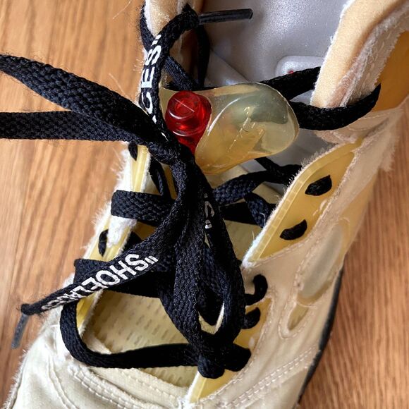 NIKE AIR JORDAN V 5 RETRO SP X OFF-WHITE SAIL MUSLIN FIRE RED BLACK SNEAKERS 9 - Picture 4 of 14